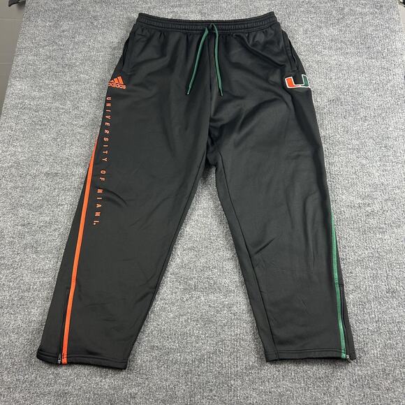 Miami Hurricanes Pants Mens XL Black College Football Team Issued Track Adidas - Picture 1 of 12